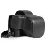 MegaGear Genuine Leather Camera Case for Canon EOS R100 (18-45mm) - Stylish and Protective (Black)