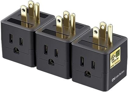 [UL Listed] Cable Matters 3-Pack 3 Outlet Wall Adapter (3 Outlet Power Cube Tap, Outlet Splitter, Multi Plug Outlet, 3 Way Plug Adapter, Outlet Extender) in Black