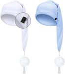 2 Pcs Silk Night Sleeping Cap Men Adjustable Stocking Cap Drawstring Night Sleeping Cap with Pom Ball for Daily Use (White, Light Blue), White, Light Blue