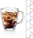 D.M DESIGN·MASTER [6 PACK,12 OZ - Premium Glass Coffee Mugs with Handle. Transparent Tea Glasses for Hot/Cold Beverages, Perfect Design for Americano, Cappuccino, Tea and Beverage.