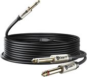 GearIT (2-Pack Dual 1/4 to 1/8 inch (3.5mm Male to 6.35mm TS Mono Stereo Y-Cable Splitter) 10 Feet