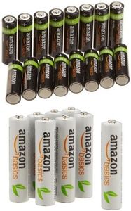 Amazon Basics - Pile ricaricabili precaricate stilo (pacco da 16) e ministilo (pacco da 8)