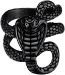 Richsteel Punk Black Jewellery Rings For Women Snake Grunge Ring Teen Girls