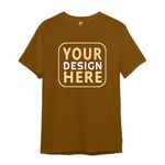 Khaos Customised T Shirt for Men Personalised Name and Photo Image Tshirts Peanut Brown Round Neck Half Sleeve -(cus-Men-peanutbrown-ydh-S)