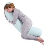 KallySleep Full Body Sleep Pillow - Best Orthopaedic Pillow for Pregnancy, Neck & Back Pain, Recovery Support - 160 x 35cm, Blue - Includes Replaceable & Washable Cover