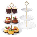 TsunNee 2PCS 3-Tier Cake Stand Cupcake Holder, Dessert Plates Cakes Fruit Cookie Candy Display Tower Serving Platter, Pastry Tiered Serving Tray for Wedding Birthday Baby Shower