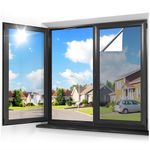 rabbitgoo One Way Window Films for Privacy, Heat Blocking Window Tints Home, Anti-UV Reflective Mirror Film for Sun Blocking, Daytime Covering for Home Glass Door, Silver, 44.5x200cm