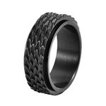 PAURO Mens Stainless Steel Rotatable Vintage Gothic Dragon Amulet Punk Ring Black Size U