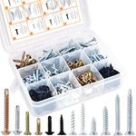 MYTOW Self Drilling & Self Tapping Screw Assortment Kit Set [250pcs] - Wafer, Bugle, Mod Truss Flat & Pan Head Screws Available for Multi-use for Wood, Sheet Metal, and Drywall - Length 5/8" to 1-1/2…