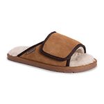 MUK LUKS Leather Goods Men's Topher Open Toe Slipper, Camel, Numeric_12