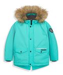 M2C Boys Girls Thick Padded Winter Coat Fleece Lined Windproof Parka with Fur Hood, Island Paradise, 7-8 Years