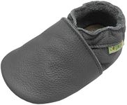 SAYOYO Baby Infant Toddler Shoes Slip on Leather Moccasinss Crib Shoes 12-18 Months Grey