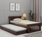 Ferrovilla Guis Trundle Single Sheesham Wood Bed for Bedroom | Sheesham Wood Bed | Solid Wood Bed | Trundle Bed | Bed Without Storage| Single Size Bed | Bedroom Furniture | 2 Years Warranty