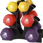 KAKSS Neoprene Dumbbells Sets For Gym Exercise (Proudly Made In India 1Kg+1 5Kg+2Kg Pair, Dumbbell With Stand Multicolor) Fixed