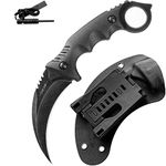 JXE JXO Tactical EDC Claw Knife with Sheath, Durable 420HC Steel Karambit Fixed Blade Outdoor Duty Knife, Survival Knife with Ergonomics G10 Anti-skidding Handle