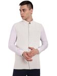 SKAVIJ Mens Classic Nehru Jacket Plain Handmade Cotton Solid Design Hip length Kurta Pajama With Waistcoat (Large,offwhite)