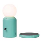 Lund London Skittle Lamp Ball Table Lamp with Charging Pad - Bedside Lamp Nightstand Lamp Home Decor Lamp for Office, Bedroom, Living Room Orb Lamp 3" W x 7" H (Mint Green)