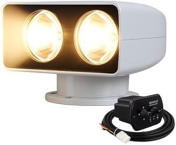 SEAFLO 03 Series 360° Rotating 12V DC Remote Control Halogen Boat Searchlight –100W, IP65 Waterproof, Beam Distance: 1378 FT (420m) - CE & Rohs Certified, (Candle Power: 175000cd, Voltage: 12V)