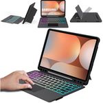 for 12.4 inch Samsung Galaxy Tab S10+/S9 FE+/S9+ Case with Detachable Keyboard : DIY 3-Zone 7 Colors Backlit Keyboard Cases with Touchpad for Galaxy Tab S10+ Plus 2024/ S9 FE Plus 2023/ S9 Plus 2023