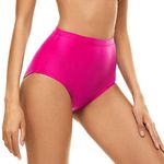 Bellecarrie Women's High Waisted Bikini Swim Bottoms Full Coverage Tankini Swimsuit Bottoms Dance Briefs, Hot Pink, X-Small