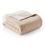 Snuggle Sac Ultra Soft Throw Blankets for Couch, Cozy Warm Reversible Knitted Blankets For Bed, Sofa, Beige,127cmx153cm