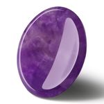 AWARDSEN Amethyst Healing Crystal, Purple Oval Shaped Thumb Worry Stone Pocket Nature Gemstone for Wiccan Supplies, Anxiety Stress Relief, Reiki Healing, Divination, Energy Balancing