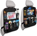 Car Seat Organiser - RIGHTWELL 2 Pcs Back Seat Protector for Kids, Car Organiser Back Seat for up to 10" iPad, Kids Back Seat Organiser with 5 Pockets to Storage Toys, Books, Drinks