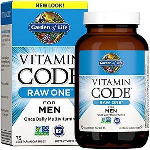 Garden of Life Multivitamin for Men, Vitamin Code Raw One - Once Daily, Vitamins Plus Fruit, Veggies & Probiotics, 75 Count