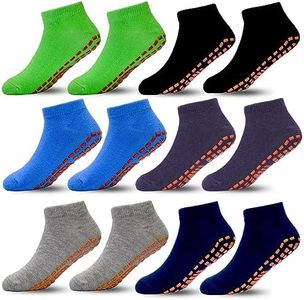 HYCLES Boys Girls Non-Slip Toddler Socks Grip Ankle Sticky Socks Anti-Skid Socks for Kids 6 Pairs for 2-13 Years Kids, #1 Boys 6 Pairs
