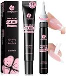 Luckyfairy 15g Nail Glue for Press Ons with 10ml Nail Glue Remover, Quick Dry Super Strong Semi Solid Glue, No Need Lamp Cured & Tools, Gentle Glueoff Non-Acetone Nail Polish Remover