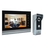 AMOCAM 7" Video Intercom Systems, Aluminum Alloy Panel Door Phone, Wired Video Door Phone Doorbell Kits, Support Monitoring, Unlock, Dual-Way Door Intercom, IR Night Vision Camera