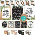 Decorably Welcome Posters for Classroom - 15 Modern Farmhouse Classroom Decor, Classroom Welcome Sign for Classroom, Farmhouse Teacher Decor for Classroom Farmhouse Decor, Welcome Classroom Sign