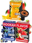 Hookah Flavors Tropical Shisha 1.7 ounce - 50 Gram - Blueberry, Strawberry & Mango Hookah Shisha - Tea Leaves Herbal - Hookah Tobacco & Nicotine Free Shisha with Organic Shisha Hookah Flavors (Pack of 3)