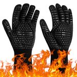 Flintronic Grill Gloves Heat Resistant Fire Resistant Oven Gloves Hand Protection Grill Gloves, 1472°F/800°C Heat Resistant Oven Gloves for Grill, Oven, Cooking, Soldering (Black)