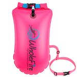 WholeFire 20L Swim Buoy Waterproof Inflatable Tow Float Swim Safety Float for Water Sports, Open Water Swimmers, Triathletes, Kayakers and Snorkelers - Pink