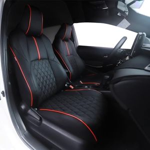 HKZ Custom Fit Corolla Cross Seat Covers Full Set Front and Rear Car Seat Covers for Toyota Corolla Cross 2021-2024 (Black+Red, 2023 2024 S,SE,XSE (Hybrid Only))