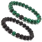 EnjoIt Distance Bracelet Black Matte Agate & White Howlite Energy Stone Beads Bracelet Set Couple Bracelet C2161