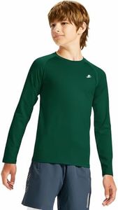 DEVOROPA Youth Boys Compression Shirt Long Sleeve Football Baseball Undershirt Quick Dry Kids Sports Baselayer Teal L