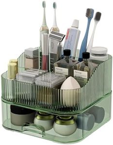 YOOLENS Makeup Organizer with Stackable Drawer Countertop Vanity Cosmetics Organizers for Skincare Perfumes Lotions Lipsticks, Green