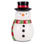 100 North Dolomite Ceramic 11 x 6.5 Christmas Cookie & Candy Jar with Airtight Lid: Perfect for Kitchen Canisters, Pet Treat Containers & Decorative Holiday Storage, Snowman Striped Scarf & Top Hat