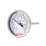 GOATACURA Bimetal Thermometer, Full Stainless Steel, 3" Dial Size, 6" Stem, 1/2" NPT Back Mount, 0-250 Deg F/-20-120 Deg C, 1% Accuracy