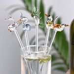 6 Pieces Glass Stirrer Sticks- Swizzle Sticks- Swizzle Sticks for Cocktail- Swizzle Sticks for Glass- Glass Sticks for Coffee- Glass Swizzle Stick- Swizzle Sticks for Cocktails Glass- Bar Gift Set