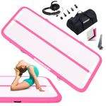 Tumbling Gymnastics Mat Inflatable Air 10ft Track Gym Tumble Mats 4 Inch Thickness for Home Use/Training/Cheerleading/Yoga/Water Fun with Electric Pump, pink 3m