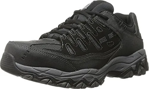 Skechers Men's Cankton Steel Toe Construction Shoe, Black/Charcoal, 12 Wide