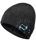 Stocking Fillers for Men Bluetooth Beanie Hat, V5.0 Bluetooth Hat for Winter Running, Wireless Winter Knit Music Grey