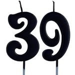 Black 39th Birthday Candle, Number 