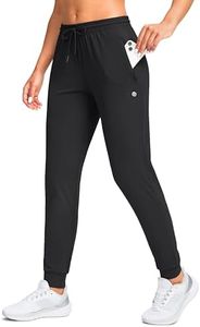 G Gradual Women's Joggers Pants with Zipper Pockets Tapered Running Sweatpants for Women Lounge, Jogging (Black, Small)