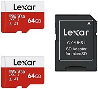 Lexar 64GB Micro SD Card 2 Pack, microSDXC UHS-I Flash Memory Card with Adapter - Up to 100MB/s, U3, Class10, V30, A1, High Speed TF Card (2 microSD Cards + 1 Adapter)