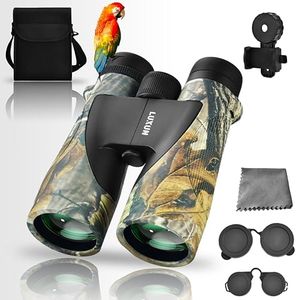 LUXUN 12x50 Binoculars for Adults Long Range, HD Waterproof Binoculars with Smartphone Adapter, 20mm Large Eyepiece Hunting Birdwatching Binoculars with FMC BAK4 Prism (Camouflage)