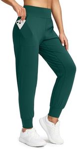 Soothfeel Women's Joggers with Zipper Pockets High Waisted Athletic Workout Yoga Pants Joggers for Women (Peacock Green, XXL)